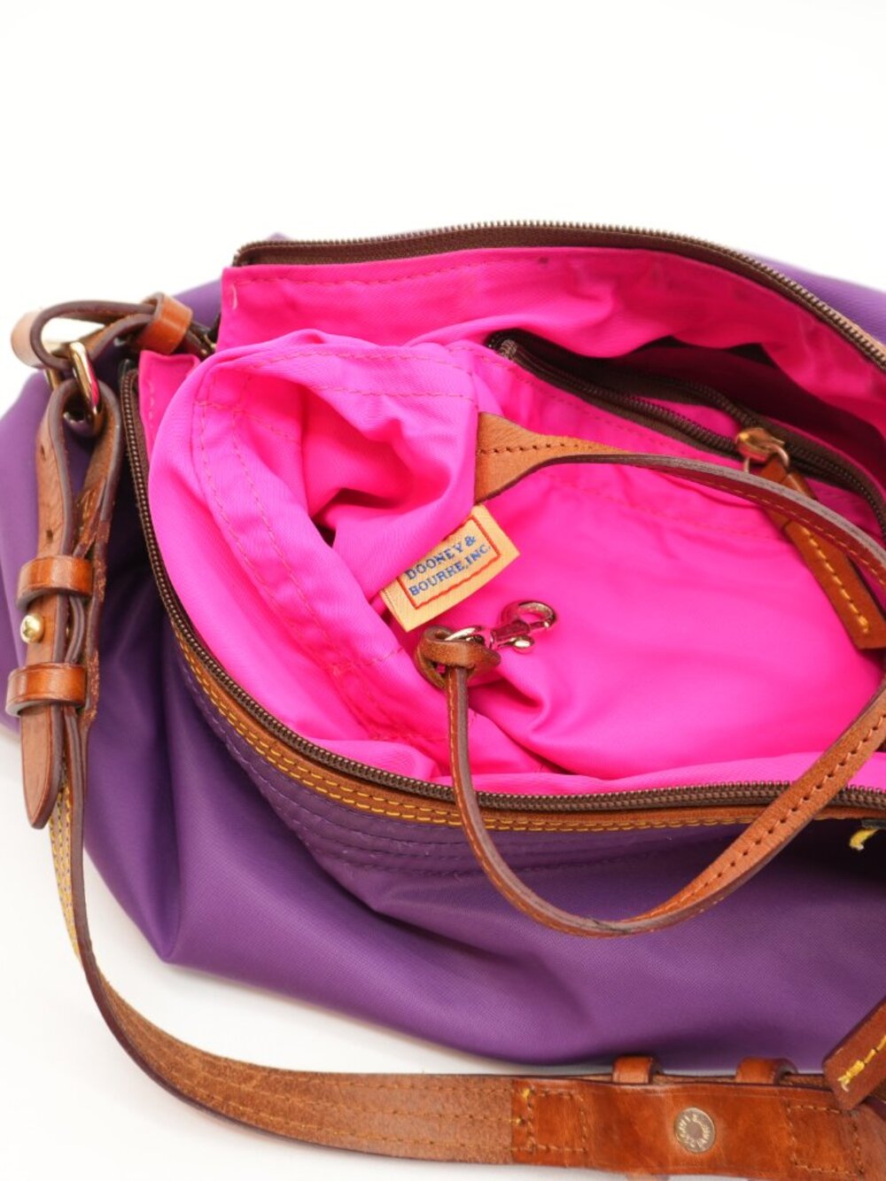 Dooney & Bourke Purple Canvas And Leather Colorful Shoulder Bag Tote - Picture 8 of 16